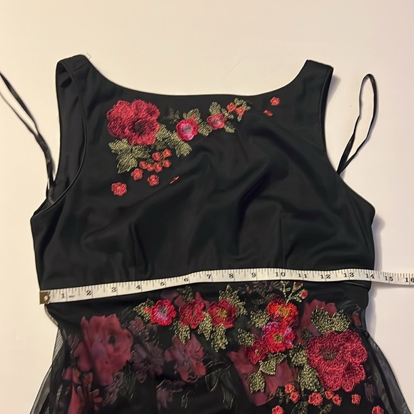 Adrianna Papell Evening Black and Red Sleeveless Beaded Floral Gown Size 6P EUC - Picture 11 of 12